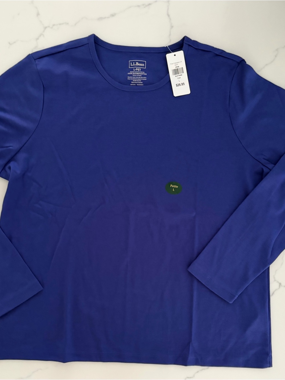 L.L.Bean L-PET Purple WOMEN'S 100% Pima Cotton Crewneck NWT